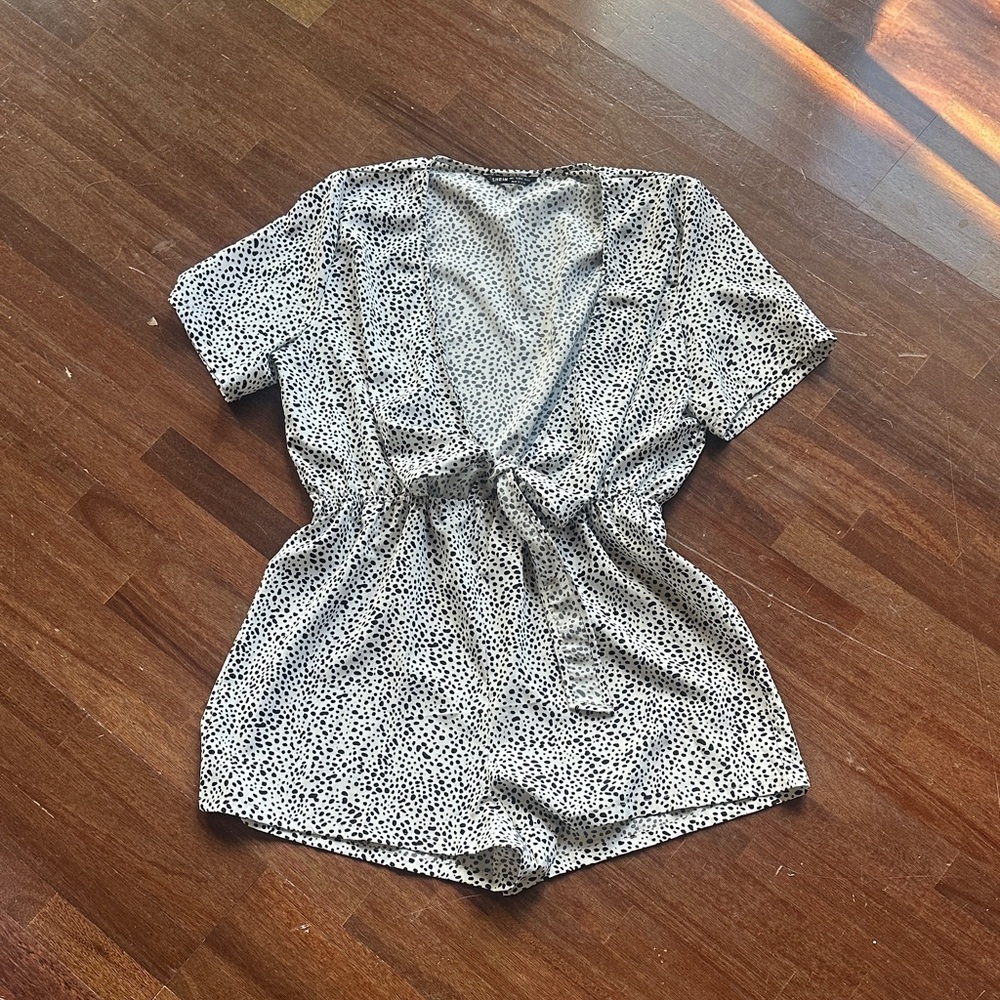 SHEIN Black and White Polka Dot Romper